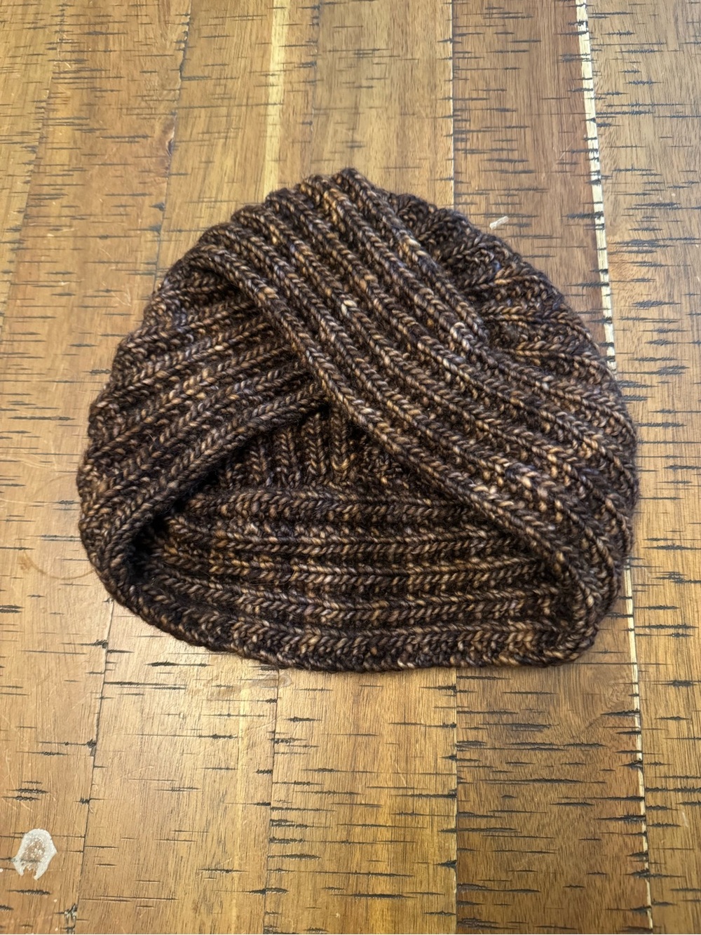 Knit  Brown Ribbed Turban Beanie Winter